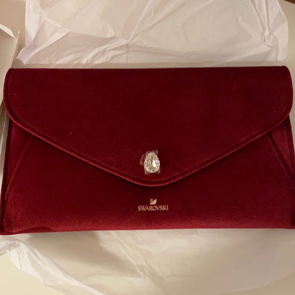 Swarowski red velvet clutch,brand new with box